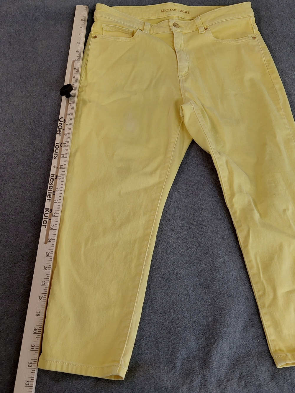 Michael Kors Womens Izzy Cropped Skinny Jeans Yellow Size 10 - Picture 5 of 10